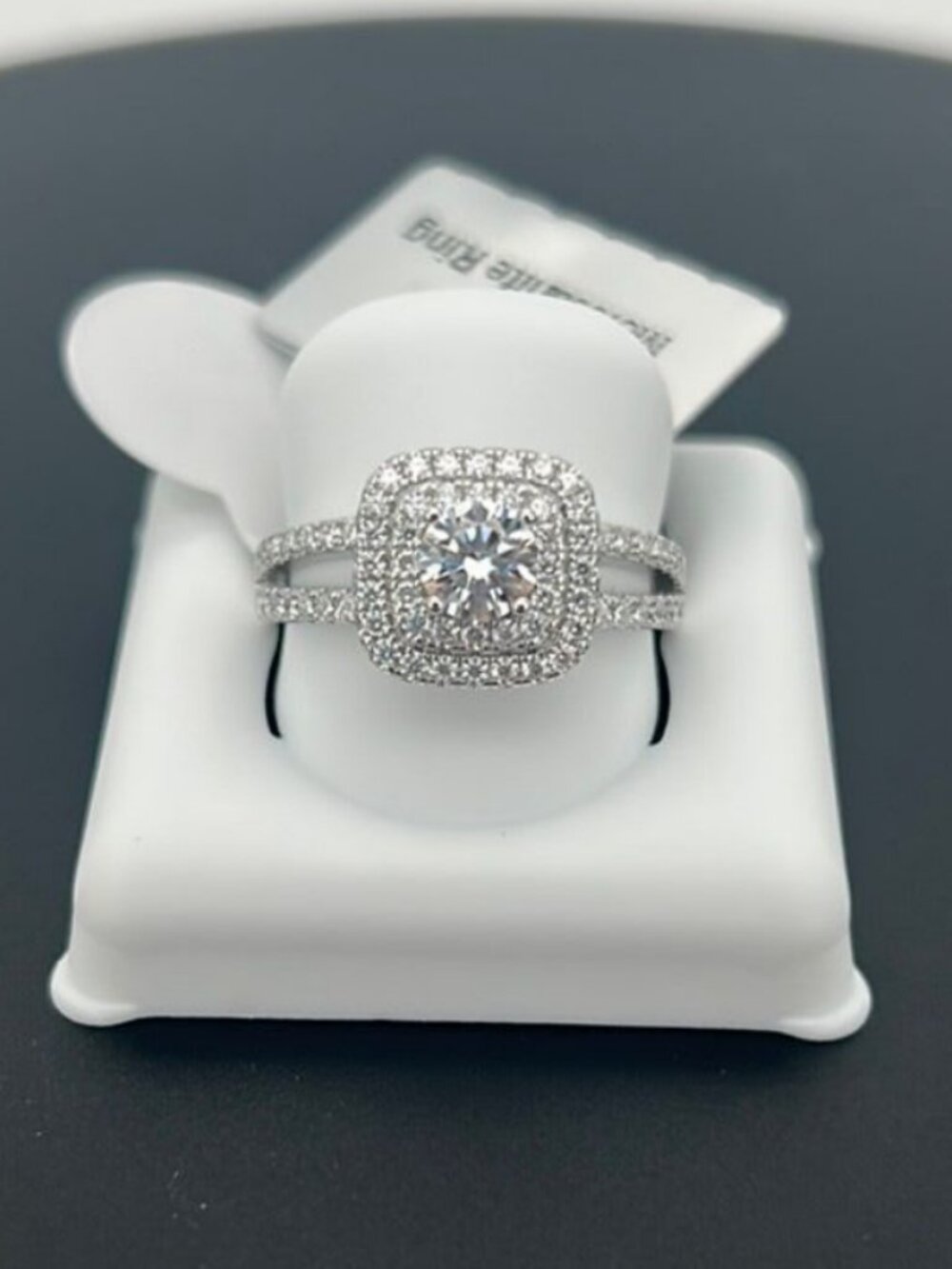 1.47 ct Moissanite Halo Bridal Set .925 Sterling Silver Size 6